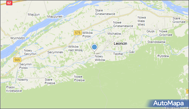mapa Nowy Wilków, Nowy Wilków gmina Leoncin na mapie Targeo
